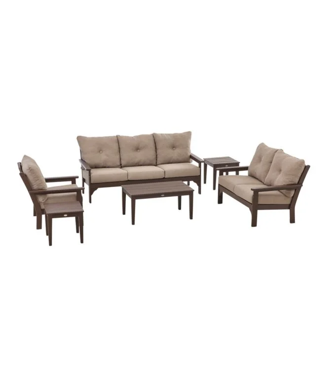 Alternative view of All-Weather 6-Piece Patio Set with Textured Cushions, Mahogany