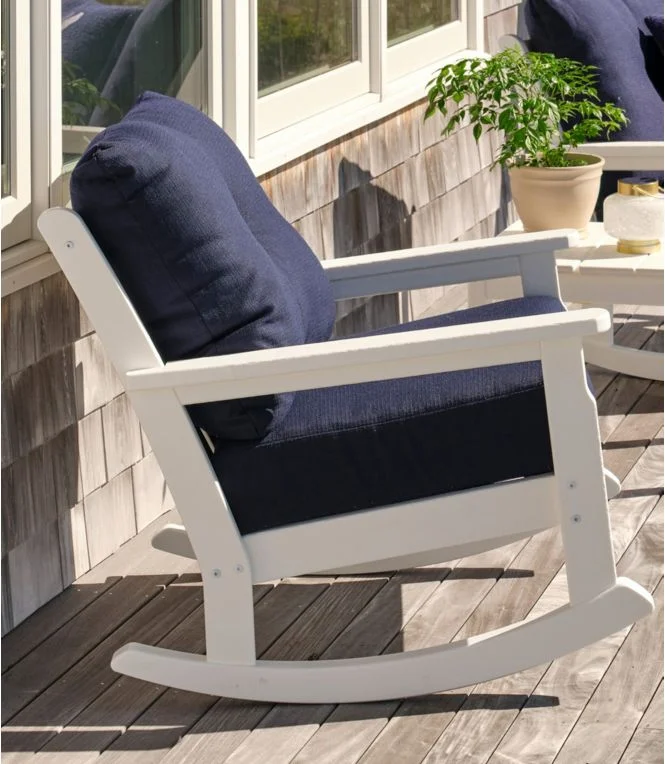 All-Weather Patio Rocker with Textured Cushion, White - Image 3