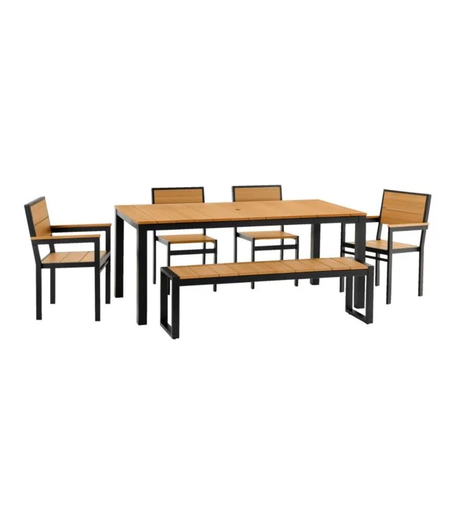 Aluminum/Recycled Poly Lumber Farmhouse Dining Set, Black - Image 10