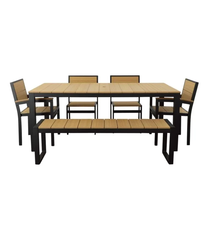 Aluminum/Recycled Poly Lumber Farmhouse Dining Set, Black - Image 3