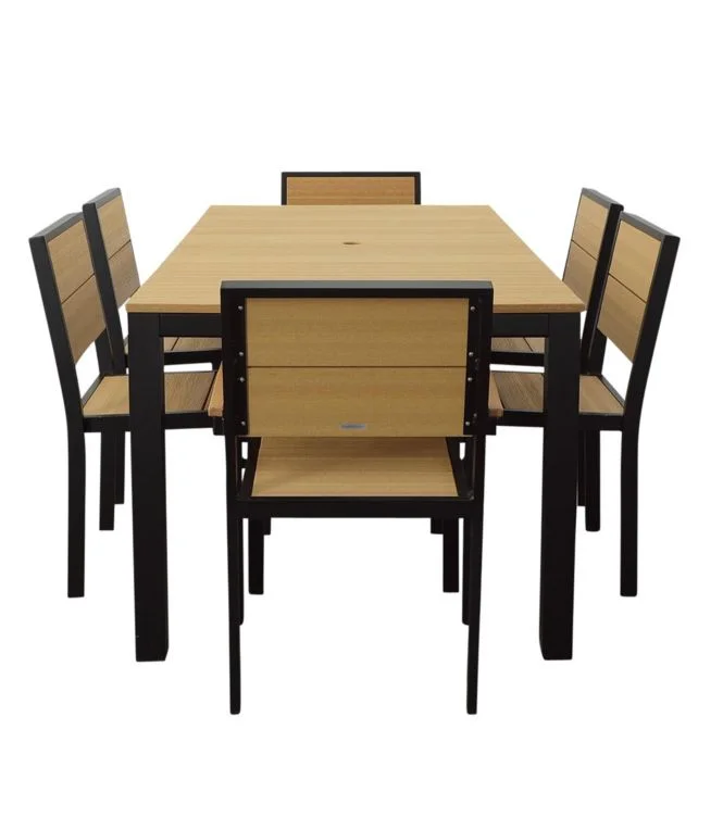 Aluminum/Recycled Poly Lumber Farmhouse Dining Set, Black - Image 4