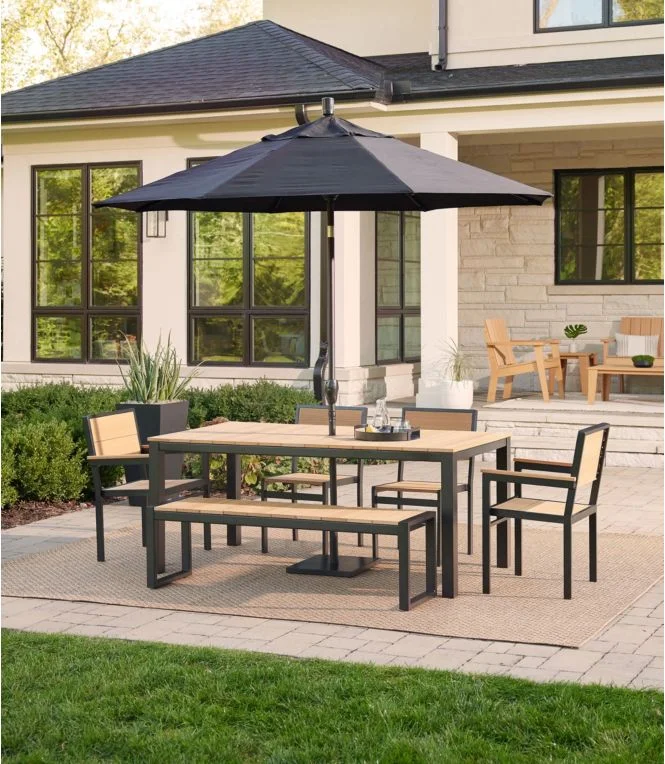 Aluminum/Recycled Poly Lumber Farmhouse Dining Set, Black - Image 5