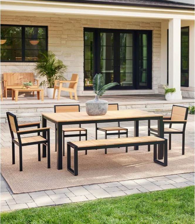 Aluminum/Recycled Poly Lumber Farmhouse Dining Set, Black - Image 6