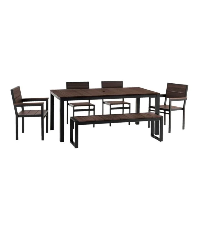 Aluminum/Recycled Poly Lumber Farmhouse Dining Set, Black - Image 11