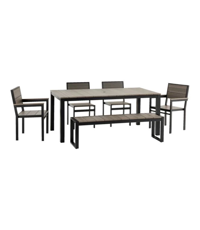 Alternative view of Aluminum/Recycled Poly Lumber Farmhouse Dining Set, Black