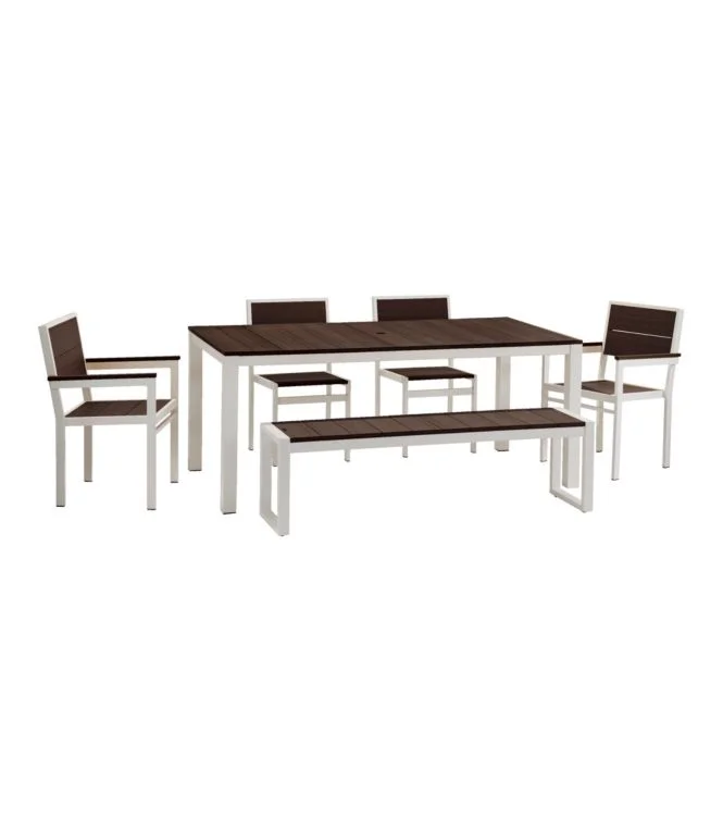 Aluminum/Recycled Poly Lumber Farmhouse Dining Set, White - Image 10