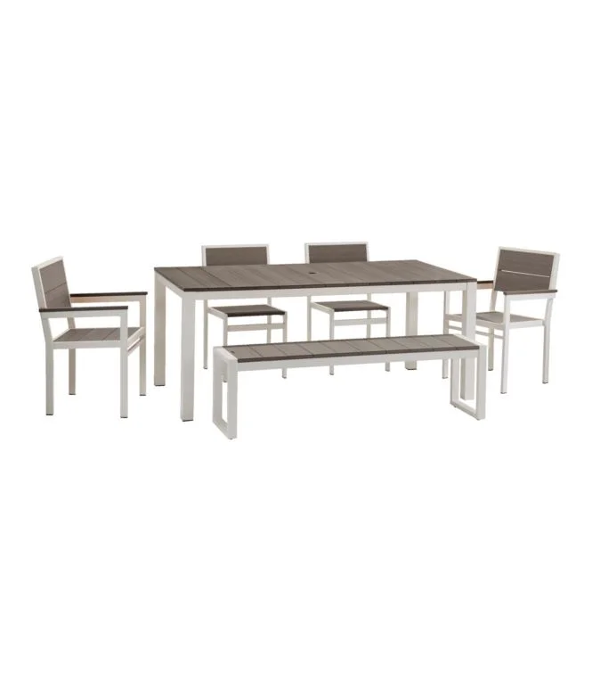 Alternative view of Aluminum/Recycled Poly Lumber Farmhouse Dining Set, White