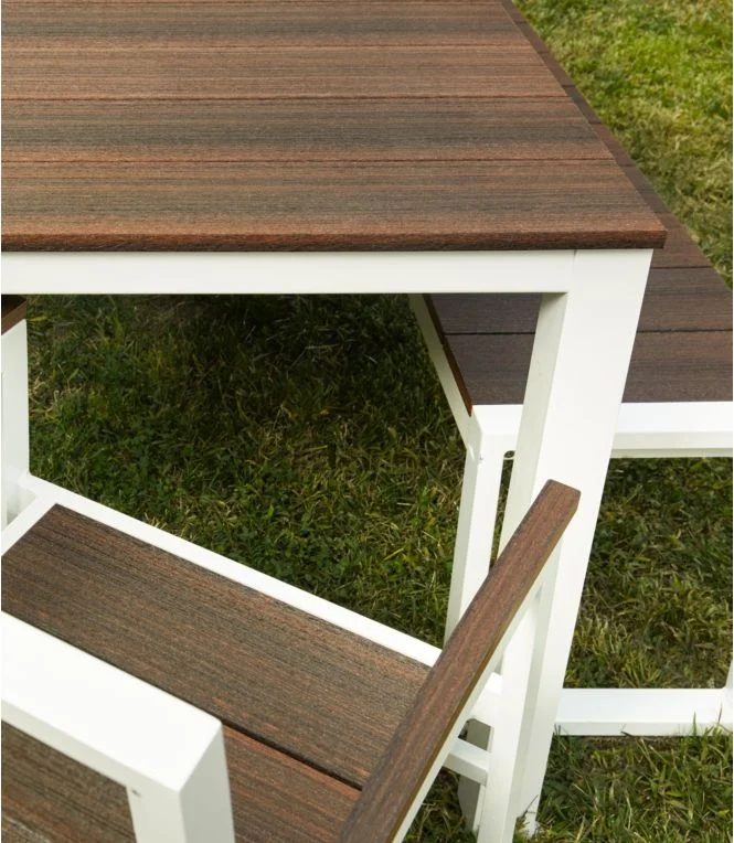 Aluminum/Recycled Poly Lumber Farmhouse Dining Set, White - Image 5