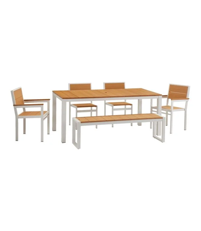 Aluminum/Recycled Poly Lumber Farmhouse Dining Set, White - Image 9