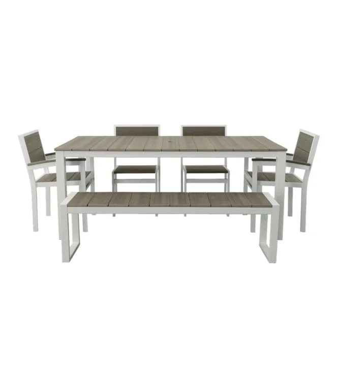Aluminum/Recycled Poly Lumber Farmhouse Dining Set, White - Image 3