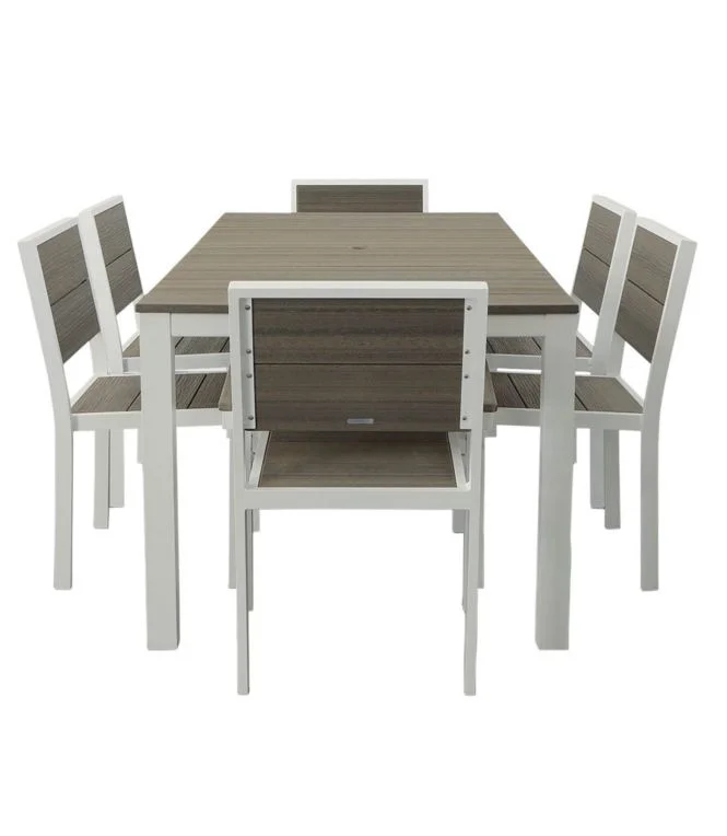 Aluminum/Recycled Poly Lumber Farmhouse Dining Set, White - Image 4