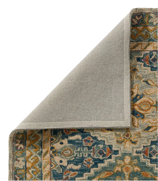 Alternative view of Bordered Medallion Wool Tufted Rug, Blue Multi