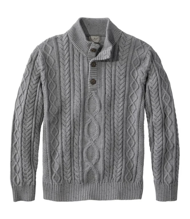 Men''s Bean''s Heritage Soft Cotton Fisherman Sweater, Button-Mock - Image 10