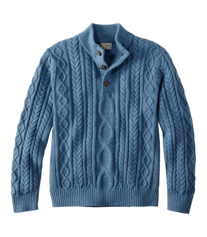 Men''s Bean''s Heritage Soft Cotton Fisherman Sweater, Button-Mock - Image 12