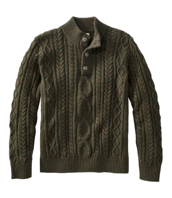 Men''s Bean''s Heritage Soft Cotton Fisherman Sweater, Button-Mock - Image 13