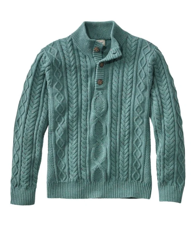 Men''s Bean''s Heritage Soft Cotton Fisherman Sweater, Button-Mock - Image 14