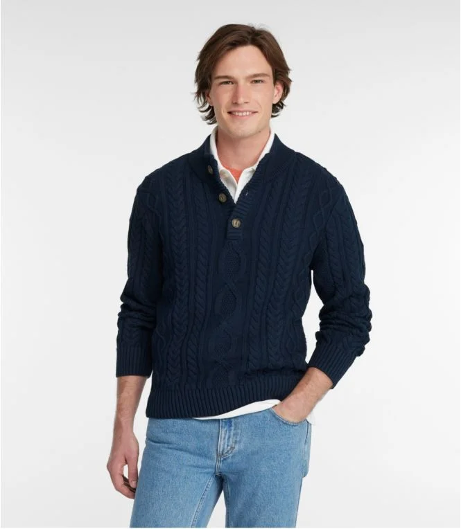 Men''s Bean''s Heritage Soft Cotton Fisherman Sweater, Button-Mock - Image 3