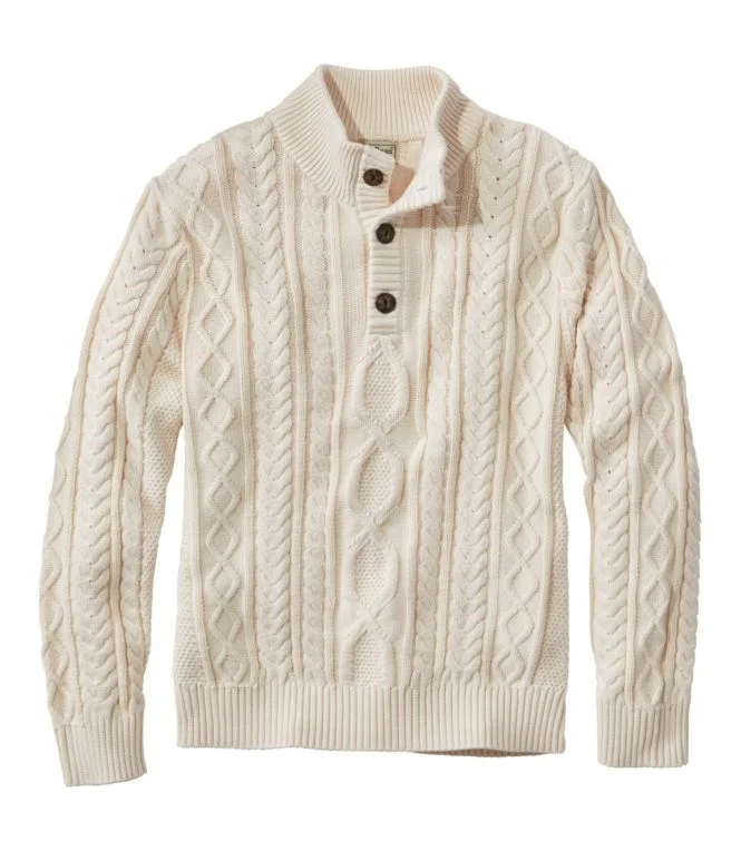 Men''s Bean''s Heritage Soft Cotton Fisherman Sweater, Button-Mock - Image 9