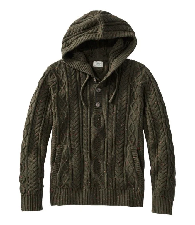 Men''s Bean''s Heritage Soft Cotton Fisherman Sweater, Henley Hoodie