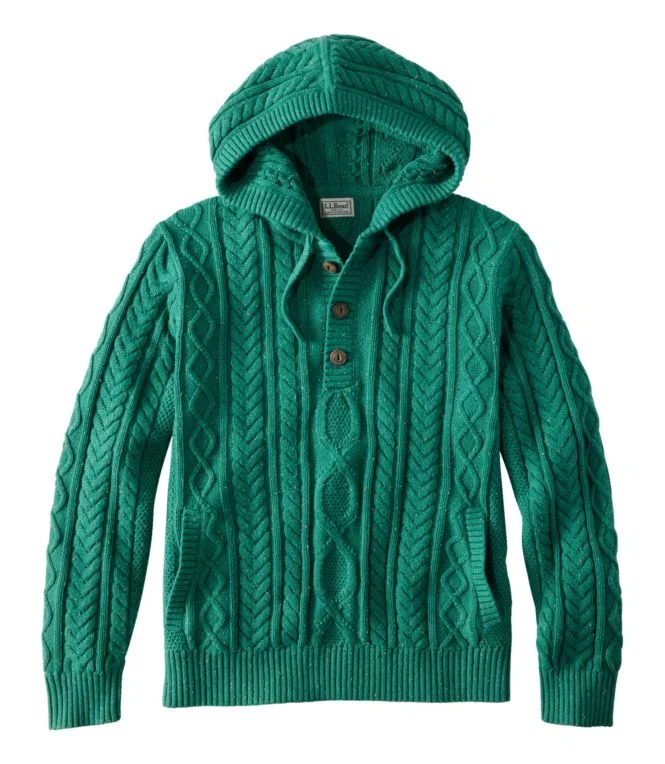 Men''s Bean''s Heritage Soft Cotton Fisherman Sweater, Henley Hoodie - Image 9