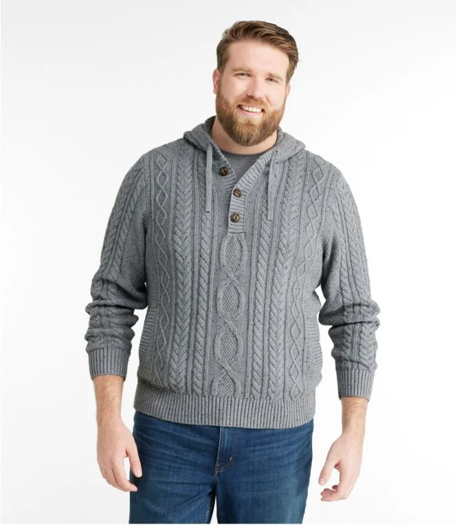 Men''s Bean''s Heritage Soft Cotton Fisherman Sweater, Henley Hoodie - Image 5