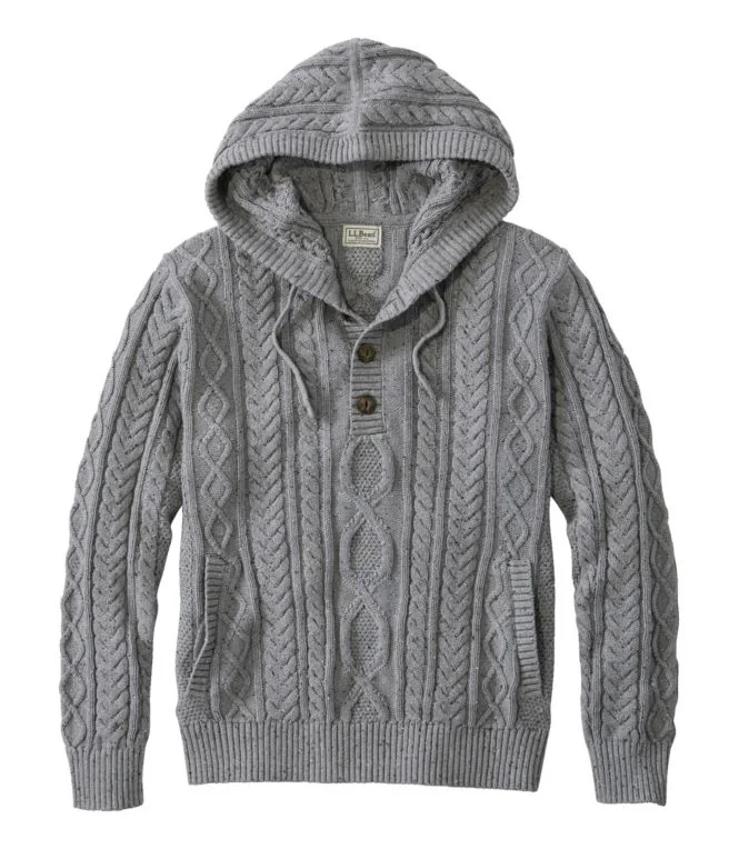 Men''s Bean''s Heritage Soft Cotton Fisherman Sweater, Henley Hoodie - Image 8