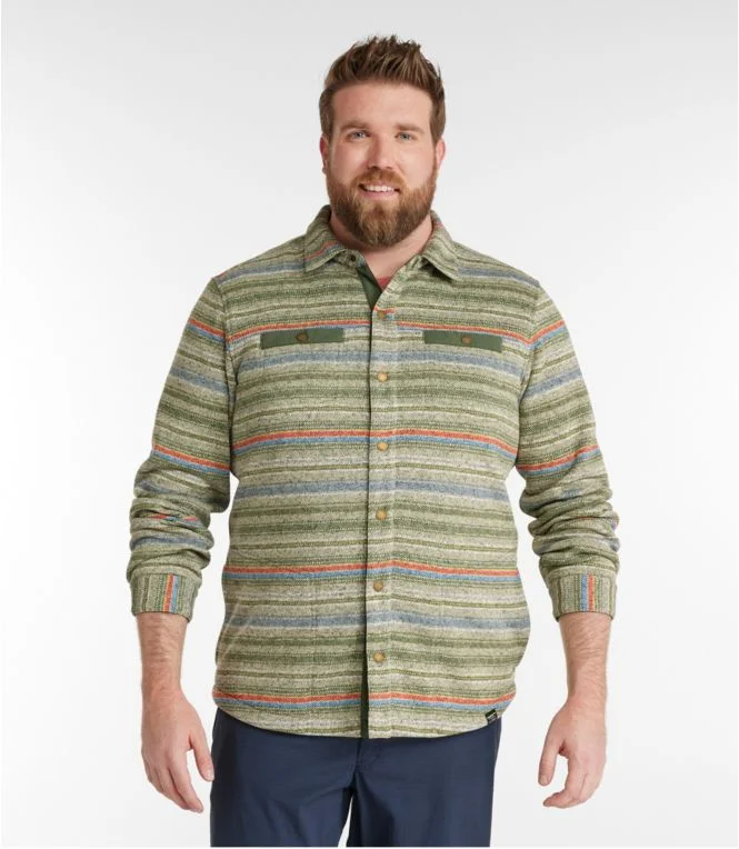 Men''s Bean''s Sweater Fleece Shirt Jac, Print - Image 5