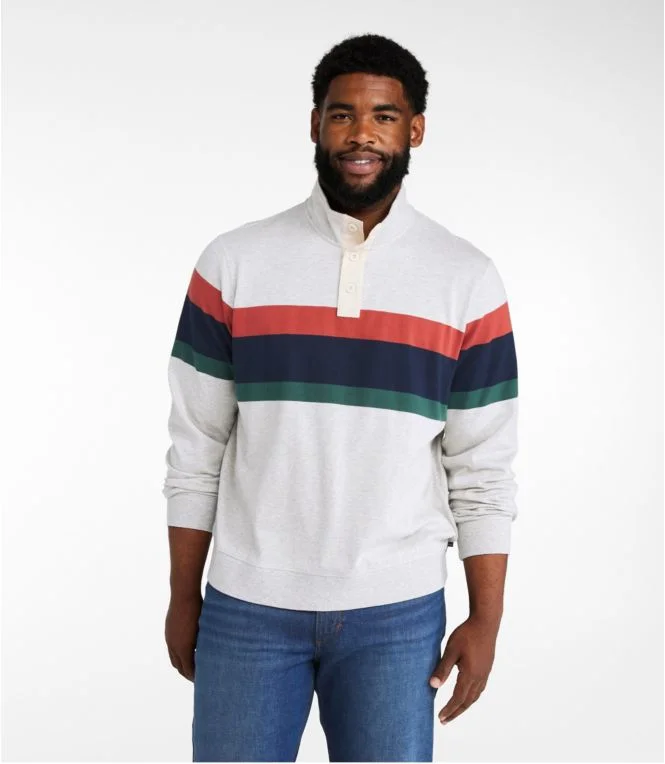 Men''s Bean''s Vintage Soft Rugby, Mockneck, Chest Stripe