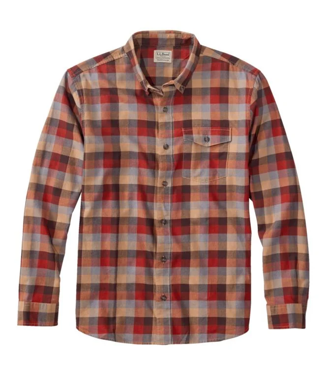 Men''s Brushed Jaspé Twill Shirt, Plaid, Traditional Untucked Fit