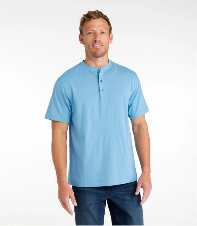 Men''s Carefree Unshrinkable Tee, Traditional Fit, Henley