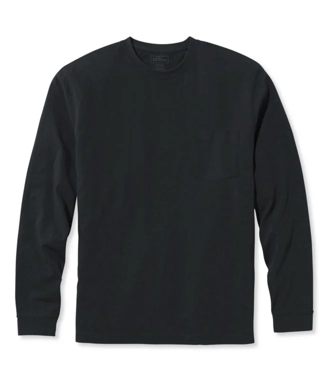 Men''s Carefree Unshrinkable Tee with Pocket, Traditional Fit, Long-Sleeve