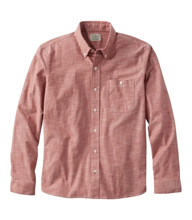 Men''s Comfort Stretch Chambray Shirt, Long-Sleeve, Slightly Fitted Untucked Fit - Image 10