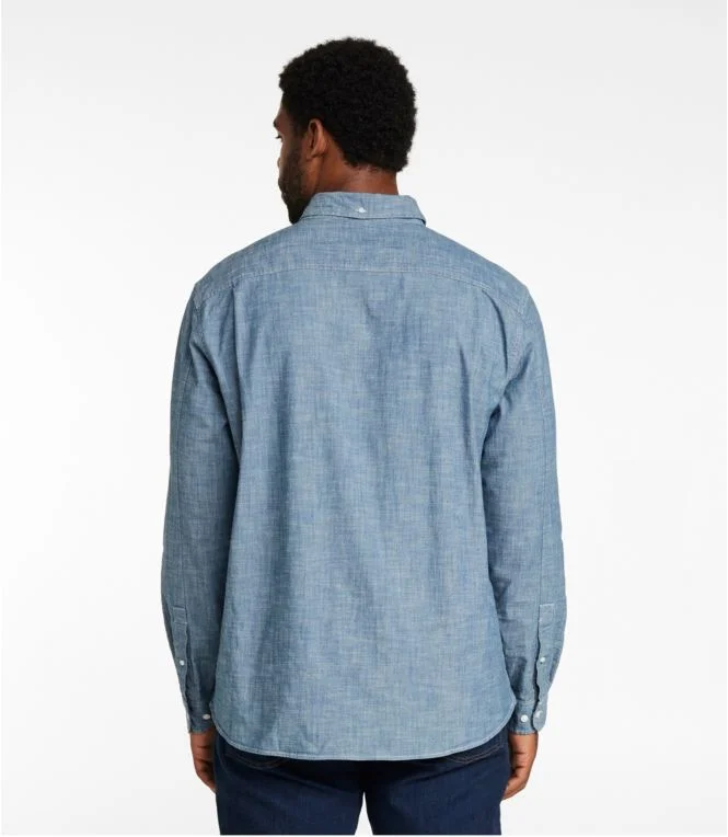Men''s Comfort Stretch Chambray Shirt, Long-Sleeve, Slightly Fitted Untucked Fit - Image 6