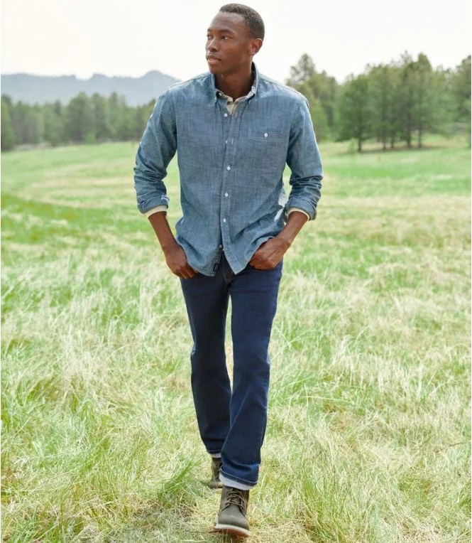 Men''s Comfort Stretch Chambray Shirt, Long-Sleeve, Slightly Fitted Untucked Fit - Image 8