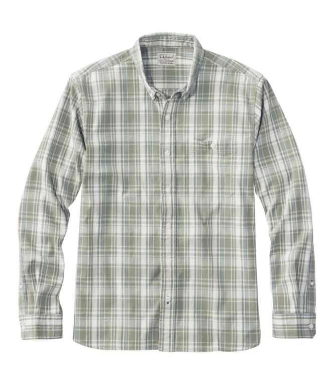 Men''s Comfort Stretch Chambray Shirt, Long-Sleeve, Slightly Fitted Untucked Fit, Plaid - Image 10