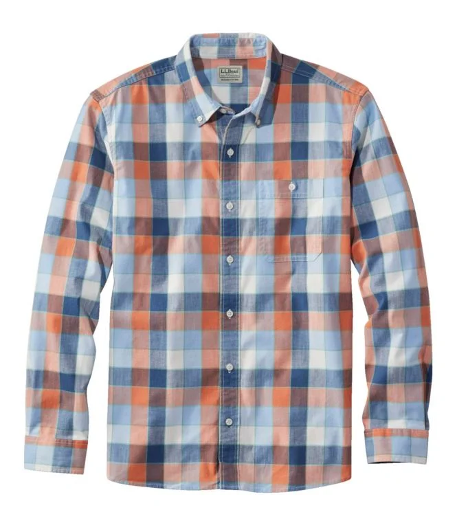Men''s Comfort Stretch Chambray Shirt, Long-Sleeve, Slightly Fitted Untucked Fit, Plaid - Image 12