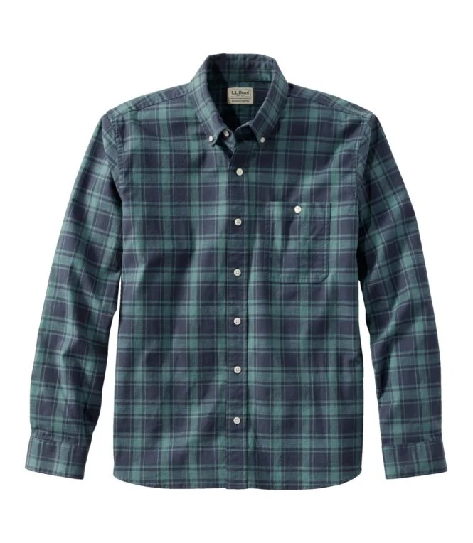 Men''s Comfort Stretch Chambray Shirt, Long-Sleeve, Slightly Fitted Untucked Fit, Plaid - Image 13