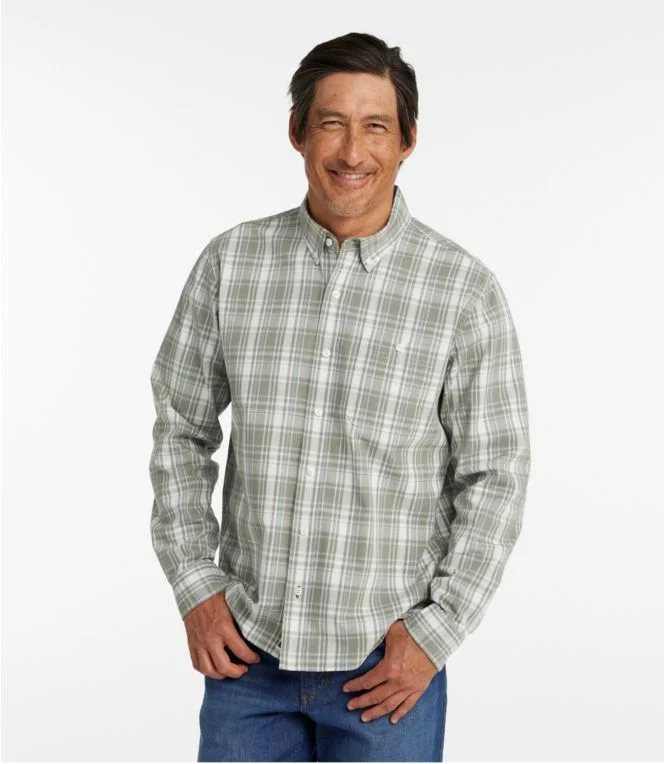 Men''s Comfort Stretch Chambray Shirt, Long-Sleeve, Slightly Fitted Untucked Fit, Plaid - Image 3