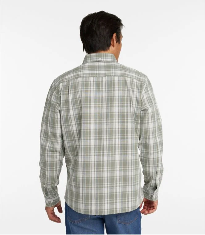Men''s Comfort Stretch Chambray Shirt, Long-Sleeve, Slightly Fitted Untucked Fit, Plaid - Image 4