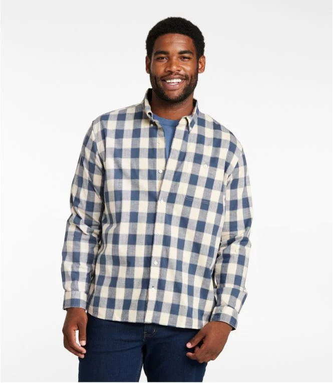 Men''s Comfort Stretch Chambray Shirt, Long-Sleeve, Slightly Fitted Untucked Fit, Plaid - Image 5