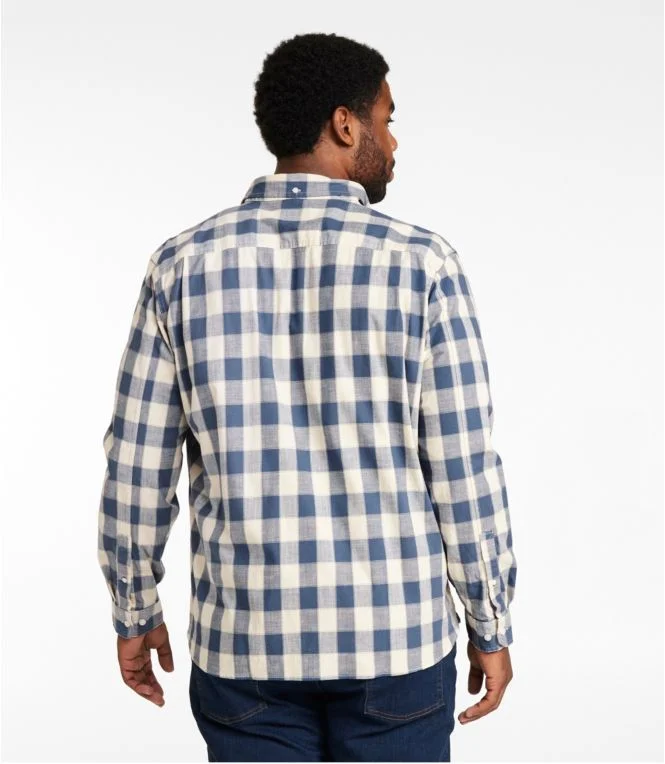 Men''s Comfort Stretch Chambray Shirt, Long-Sleeve, Slightly Fitted Untucked Fit, Plaid - Image 6