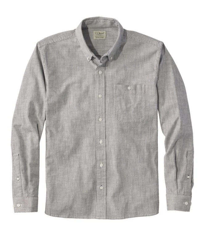Alternative view of Men''s Comfort Stretch Chambray Shirt, Long-Sleeve, Slightly Fitted Untucked Fit, Stripe