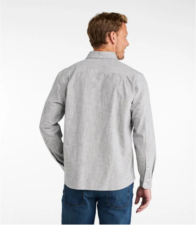 Men''s Comfort Stretch Chambray Shirt, Long-Sleeve, Slightly Fitted Untucked Fit, Stripe - Image 4