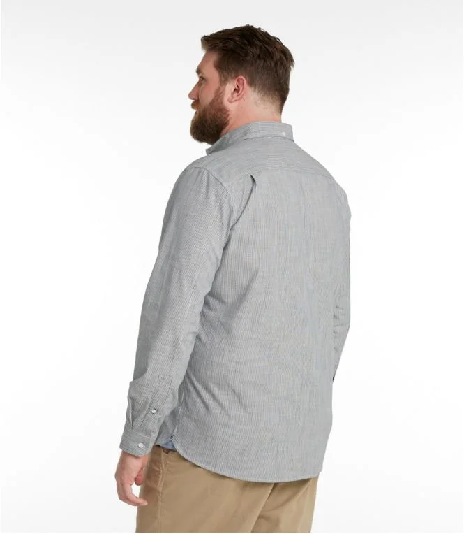 Men''s Comfort Stretch Chambray Shirt, Long-Sleeve, Slightly Fitted Untucked Fit, Stripe - Image 6