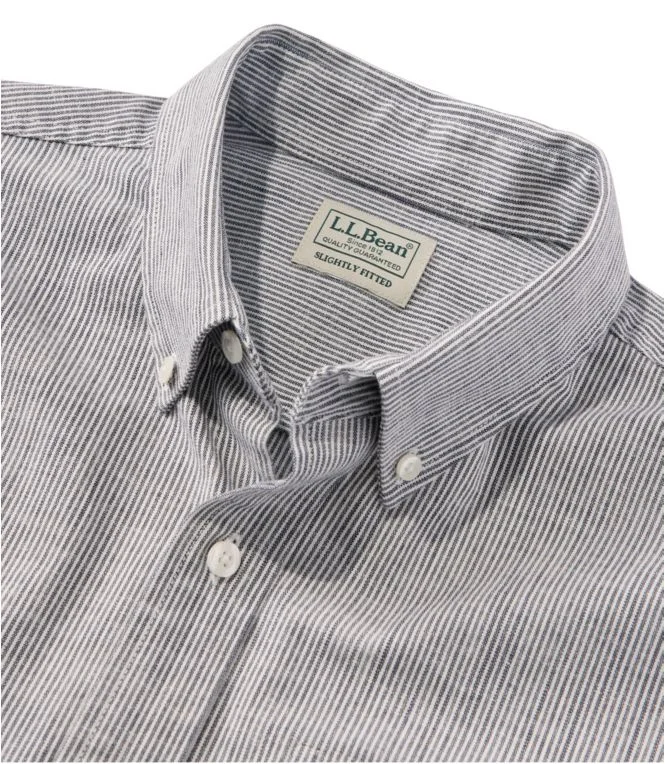 Men''s Comfort Stretch Chambray Shirt, Long-Sleeve, Slightly Fitted Untucked Fit, Stripe - Image 7