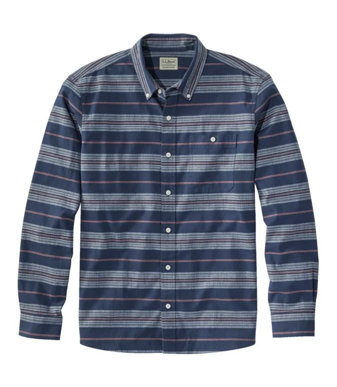 Men''s Comfort Stretch Chambray Shirt, Long-Sleeve, Slightly Fitted Untucked Fit, Stripe - Image 8
