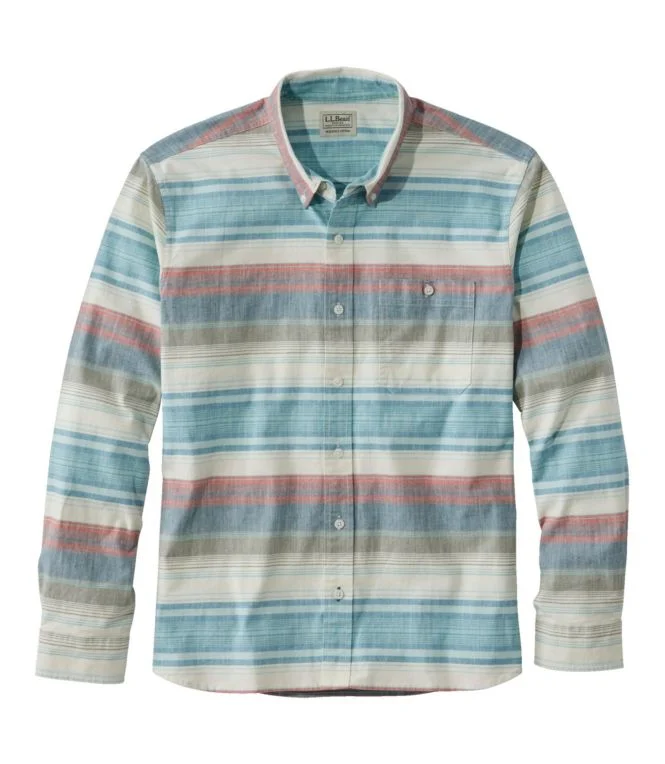 Men''s Comfort Stretch Chambray Shirt, Long-Sleeve, Slightly Fitted Untucked Fit, Stripe - Image 9