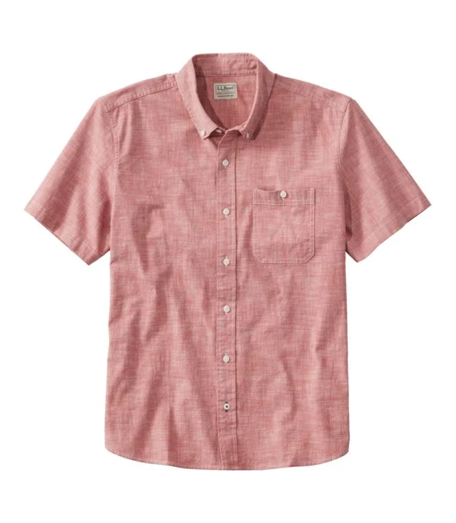 Men''s Comfort Stretch Chambray Shirt, Slightly Fitted Untucked Fit, Short-Sleeve - Image 8
