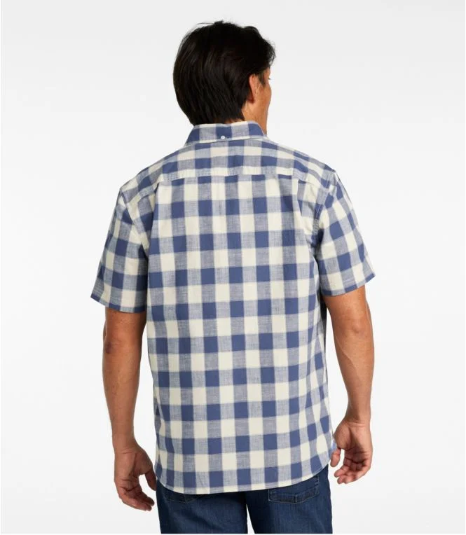 Alternative view of Men''s Comfort Stretch Chambray Shirt, Slightly Fitted Untucked Fit, Short-Sleeve, Plaid