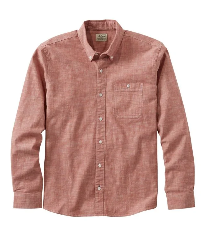 Men''s Comfort Stretch Chambray Shirt, Traditional Untucked Fit, Long-Sleeve - Image 10